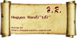 Hegyes Renátó névjegykártya